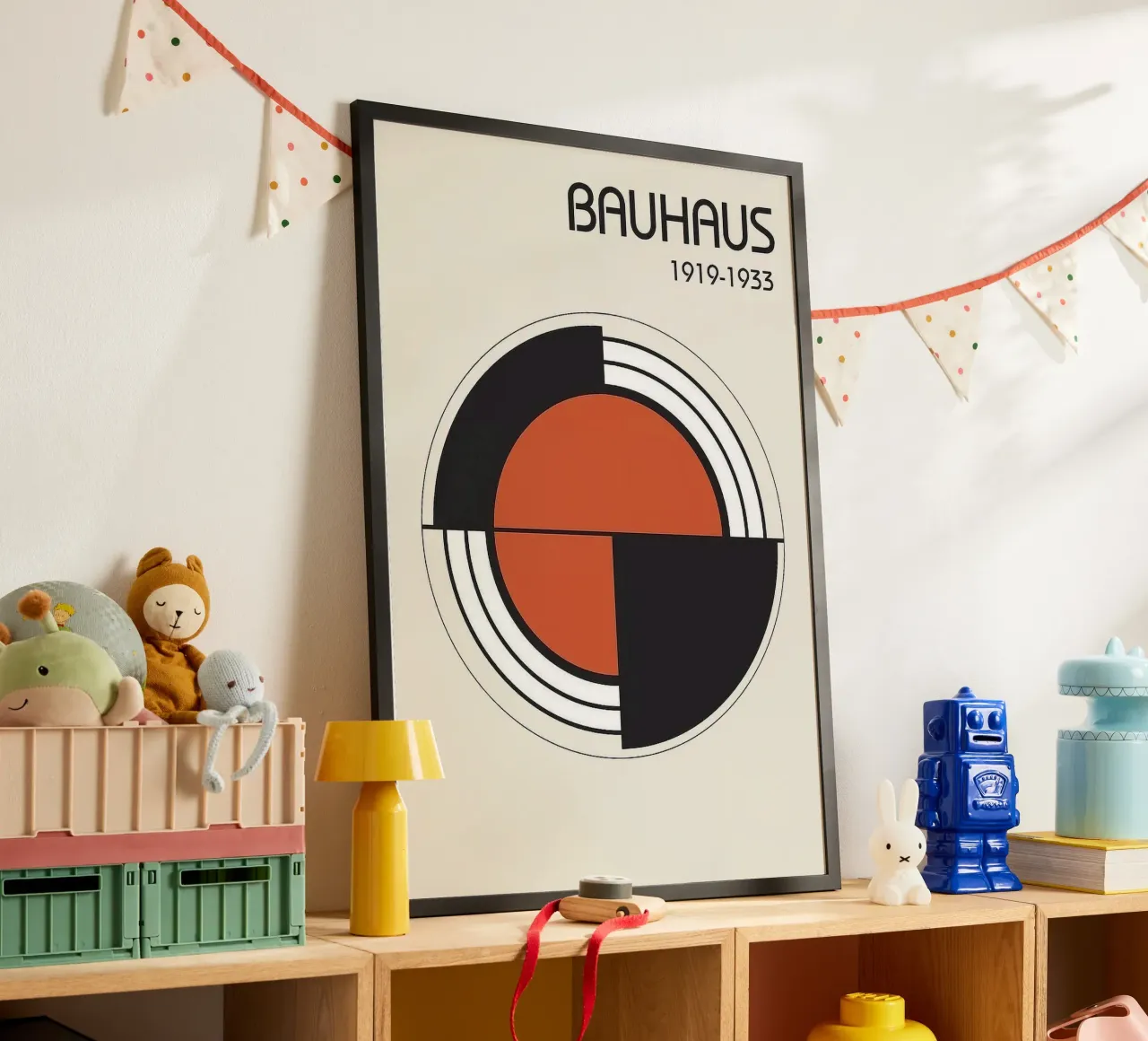 circle bauhaus shape poster con telaio in legno da riverbel