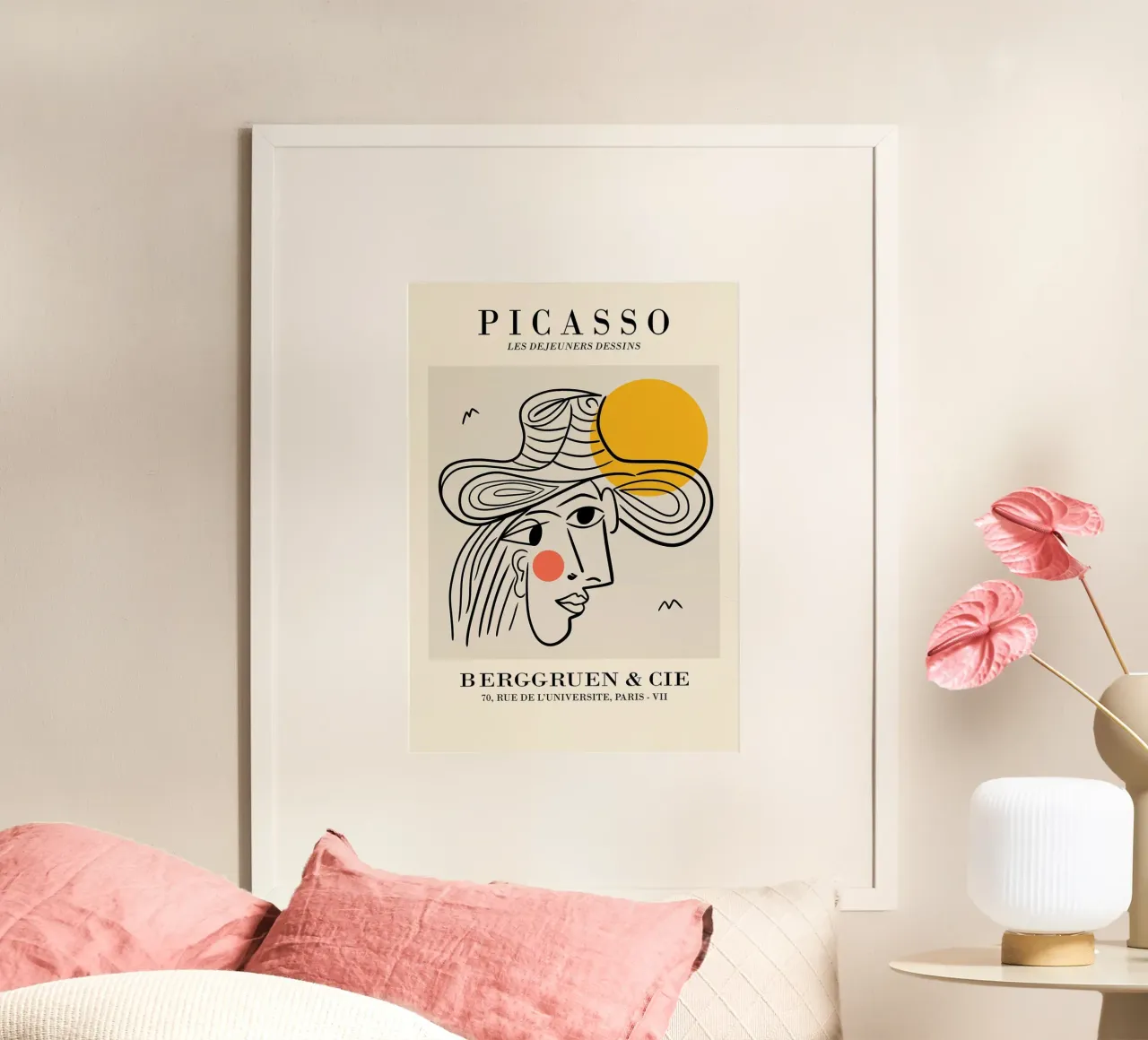 sketch of a woman's face poster with plastic frame by vio store