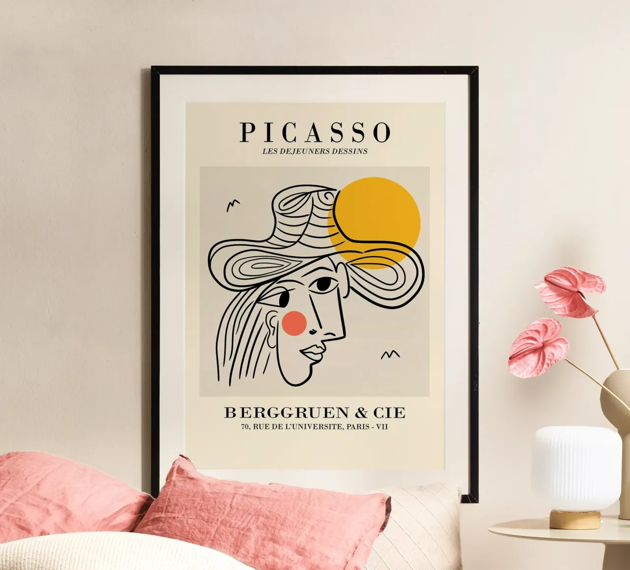 sketch of a woman's face poster with plastic frame by vio store
