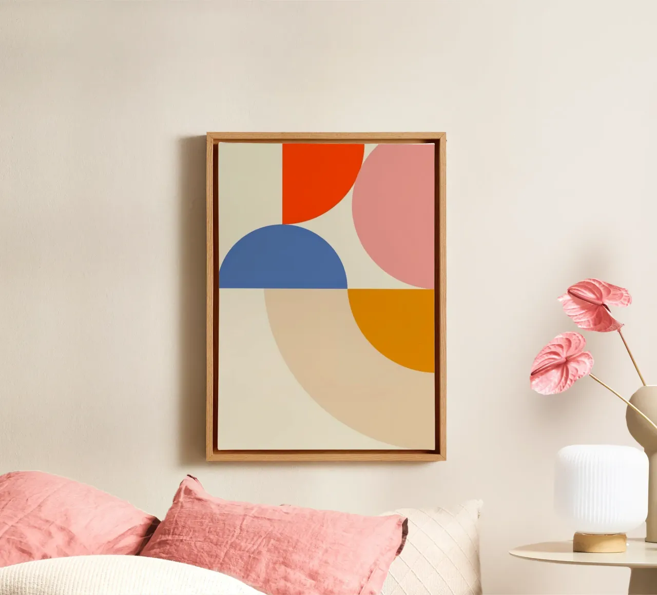 curve color shape canvas with Floater frame by throme