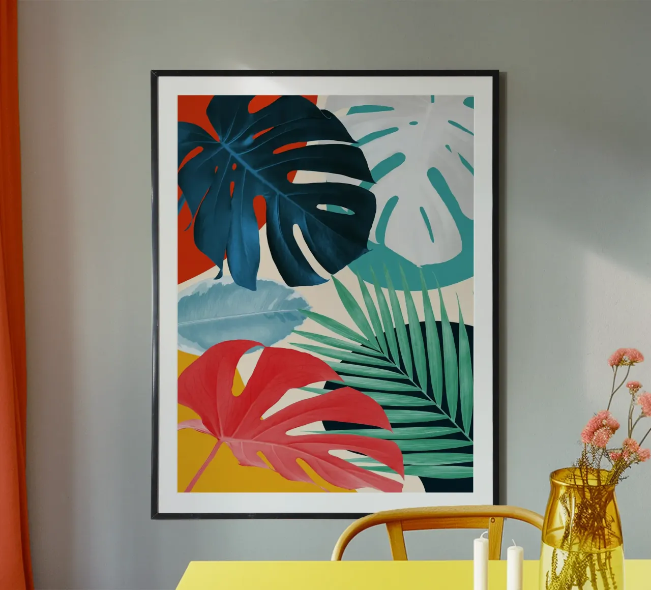 Floreale minimalista poster con telaio in legno da Leon Franke