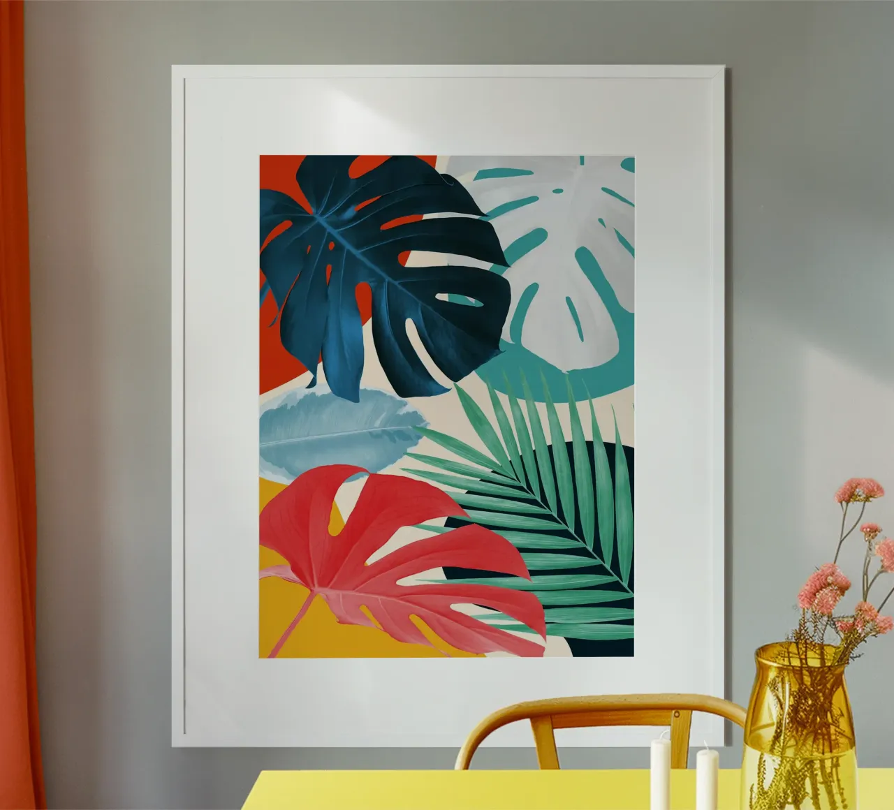 Floreale minimalista poster con telaio in legno da Leon Franke