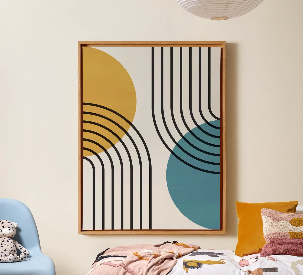 Geometric lines III canvas with Floater frame by Leon Franke