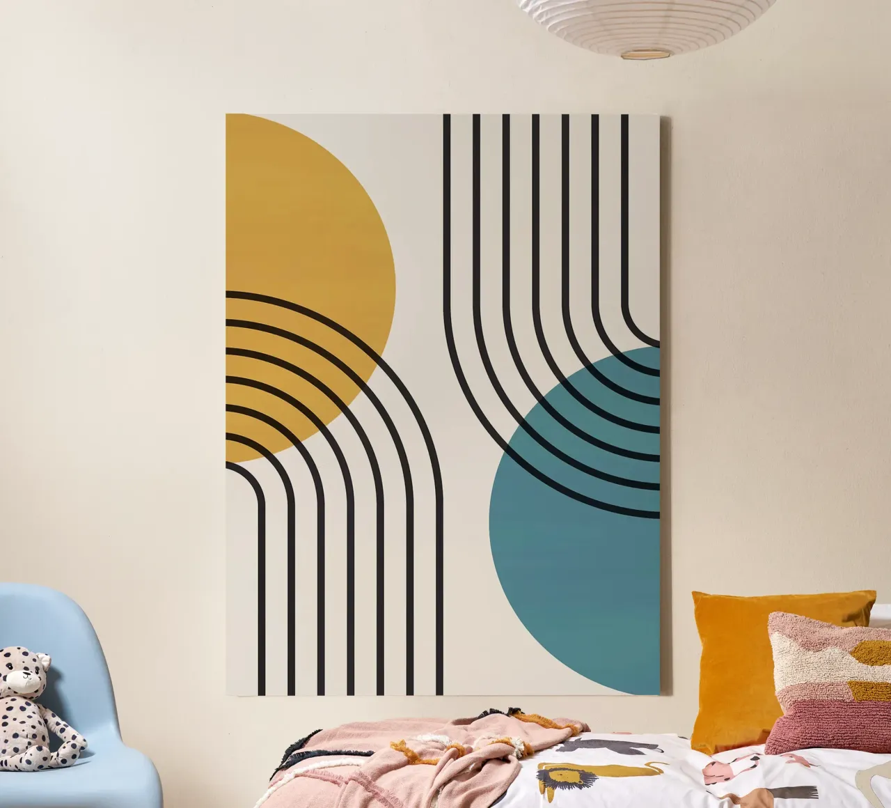 Geometric lines III canvas with Floater frame by Leon Franke