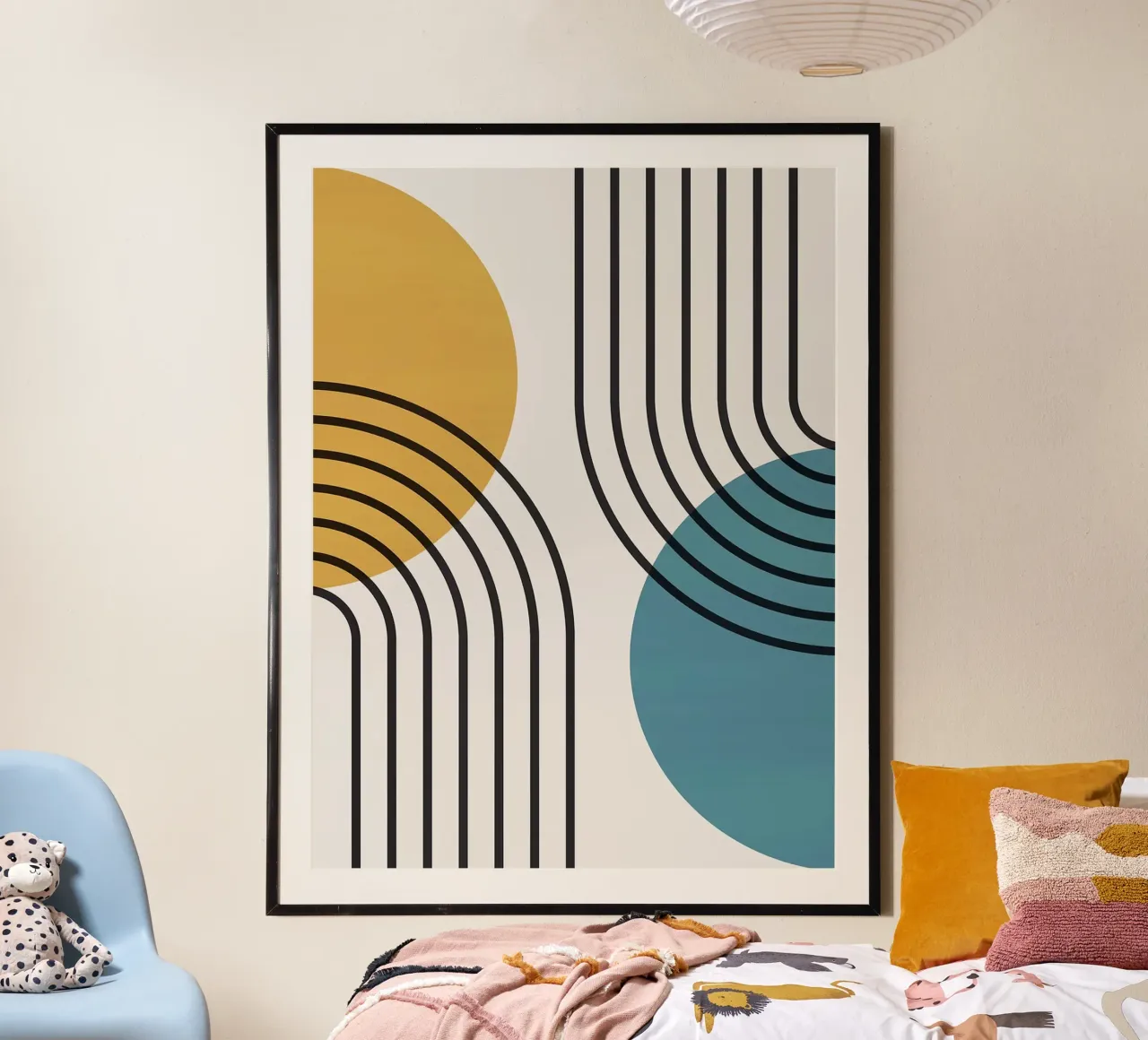 Linee geometriche III poster con telaio in plastica da Leon Franke
