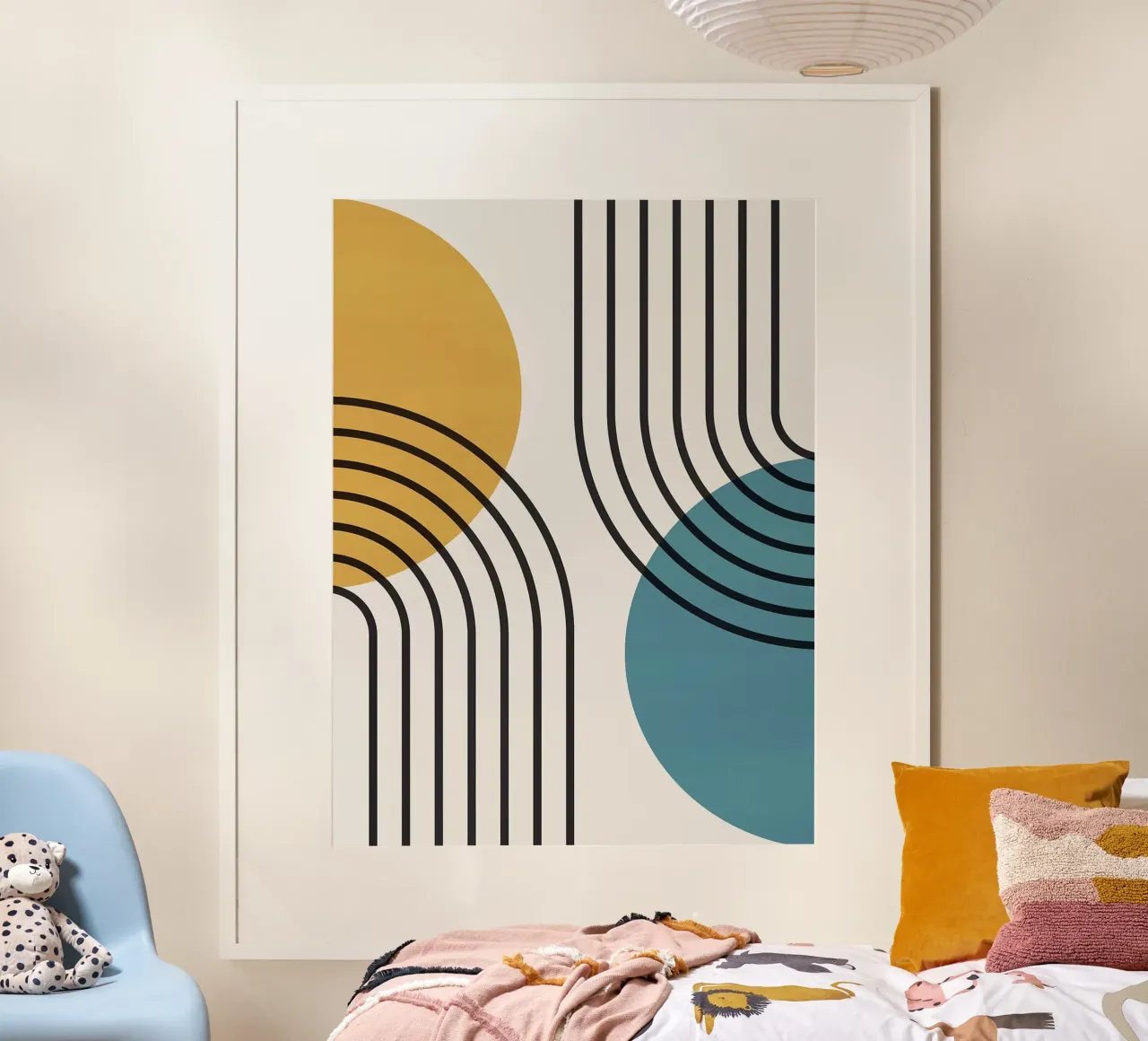 Linee geometriche III poster con telaio in plastica da Leon Franke