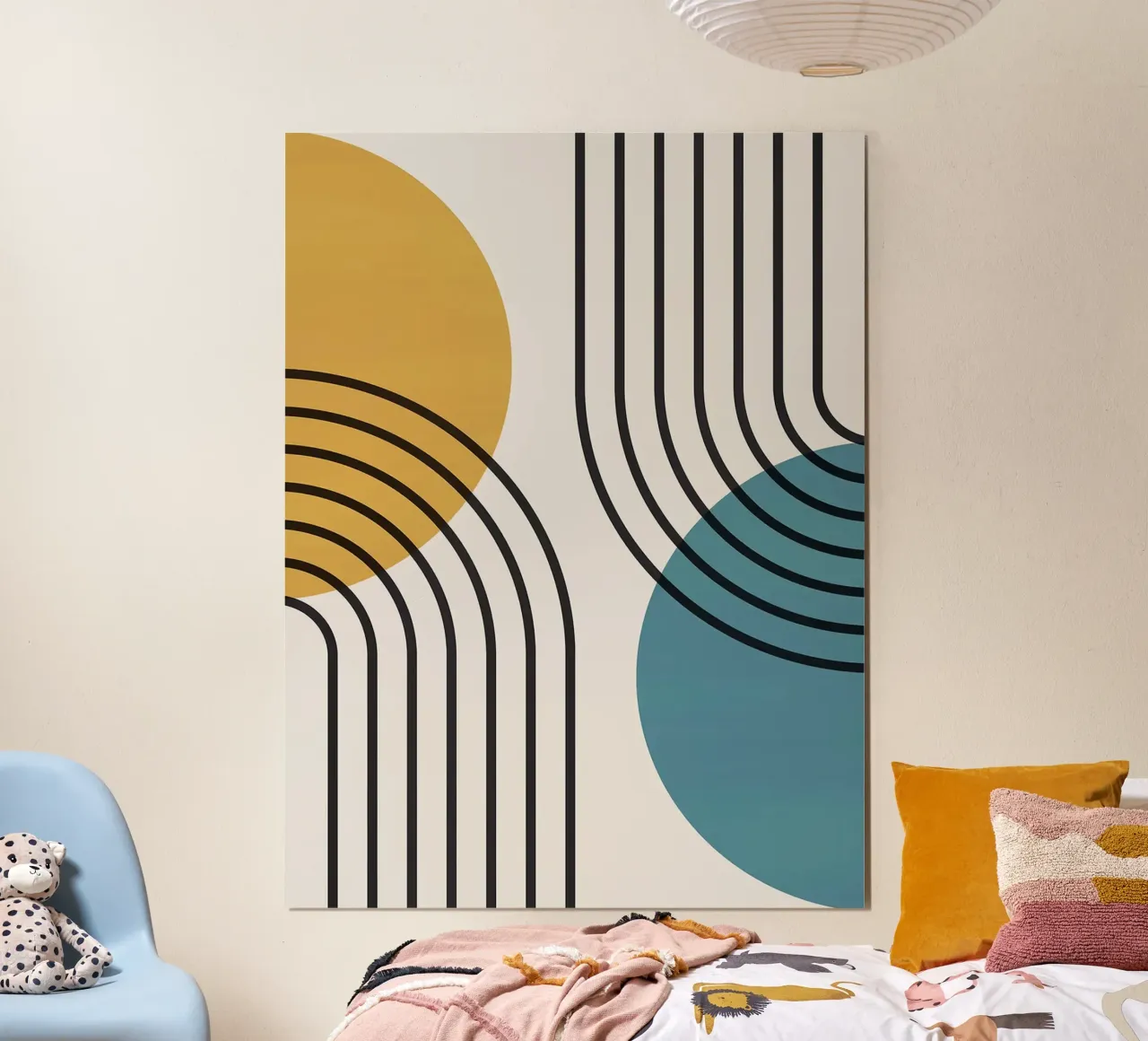 Linee geometriche III poster con telaio in plastica da Leon Franke