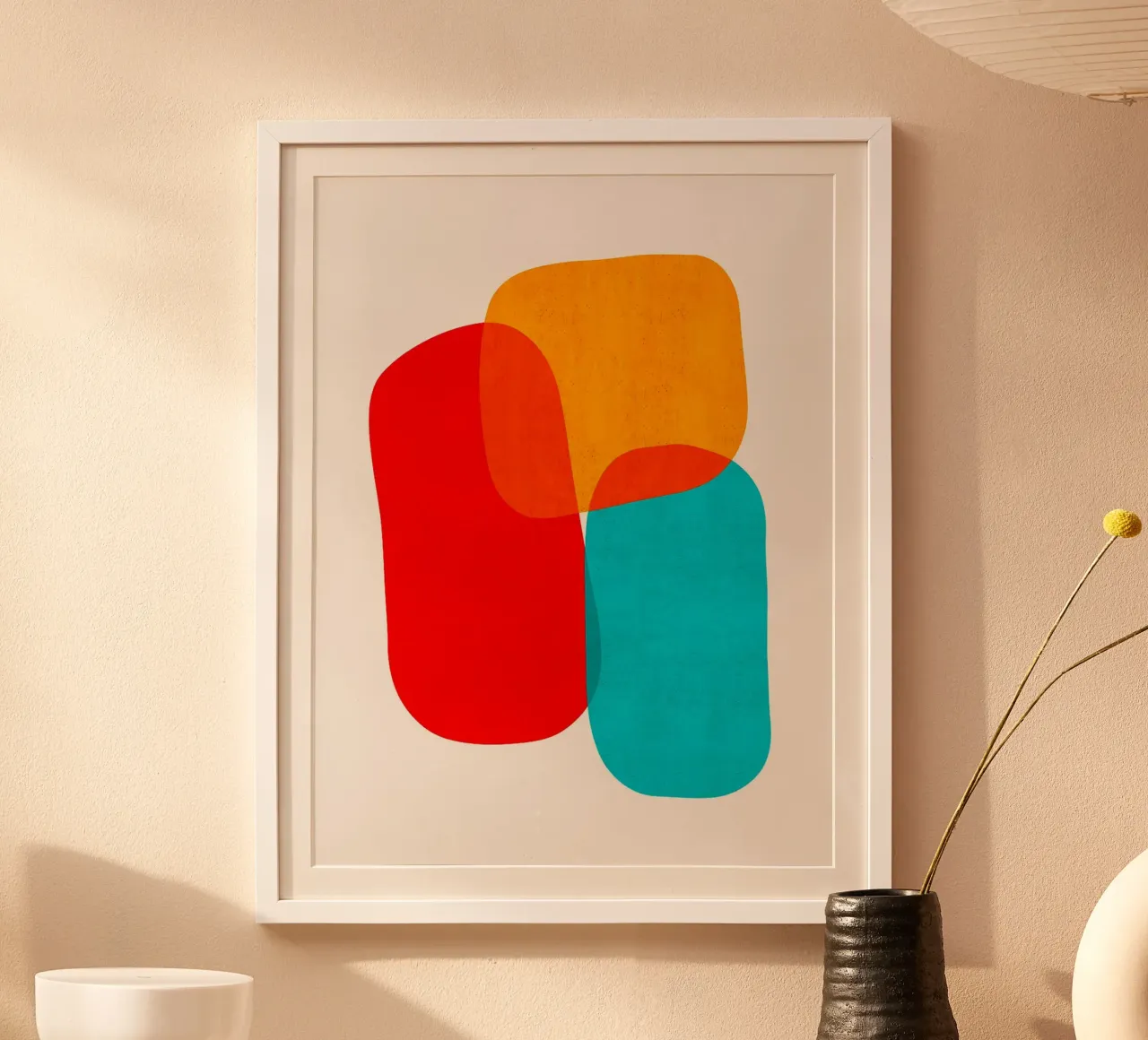 Forme colorate poster con telaio in legno da Leon Franke