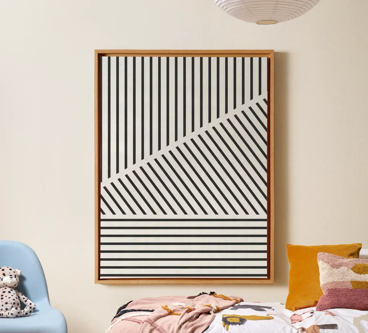 Minimalist lines canvas with Floater frame by Leon Franke