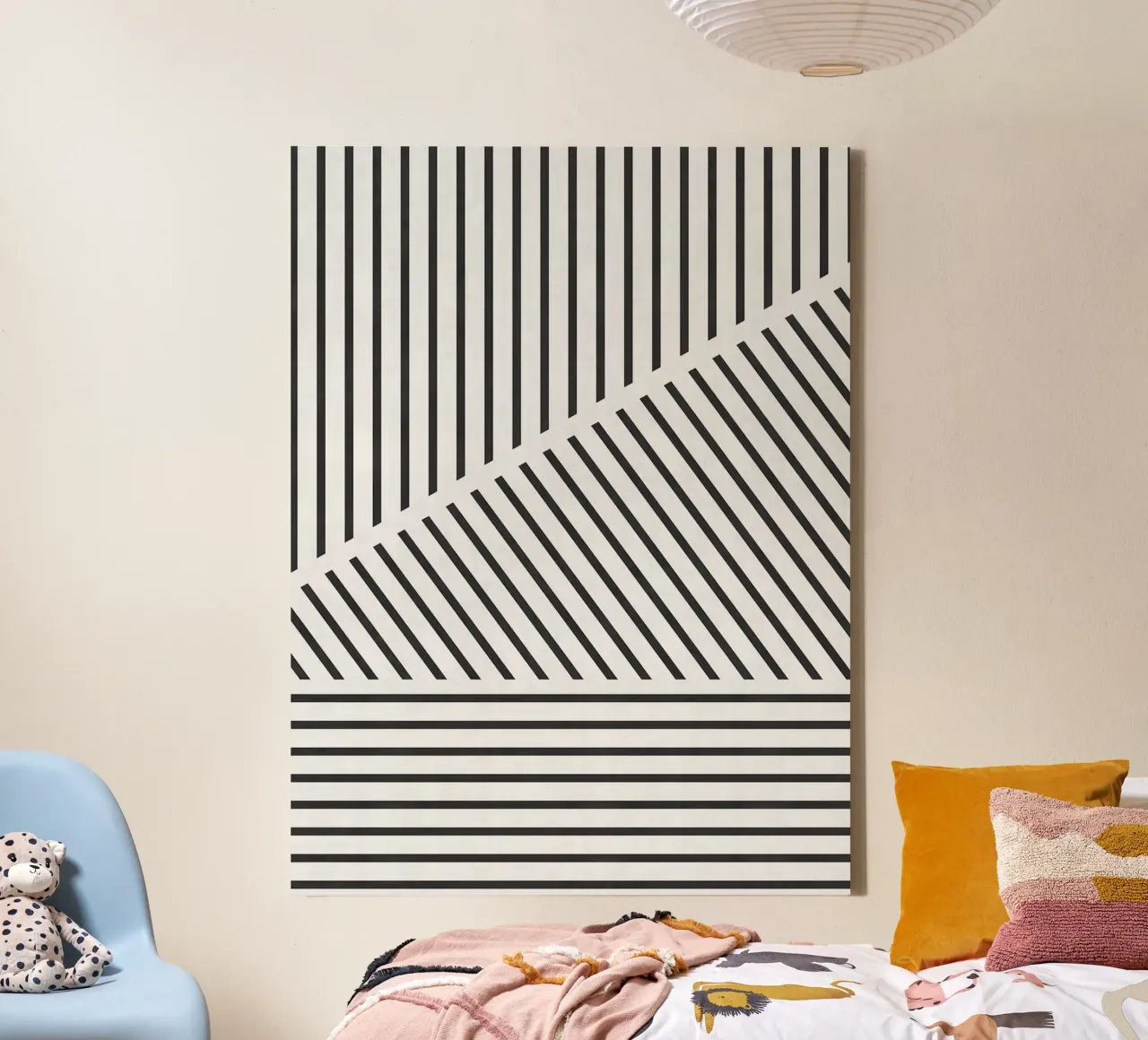 Minimalist lines canvas with Floater frame by Leon Franke