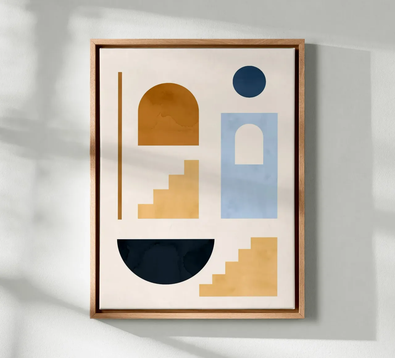Geometric Shapes canvas with Floater frame by Maria Maier
