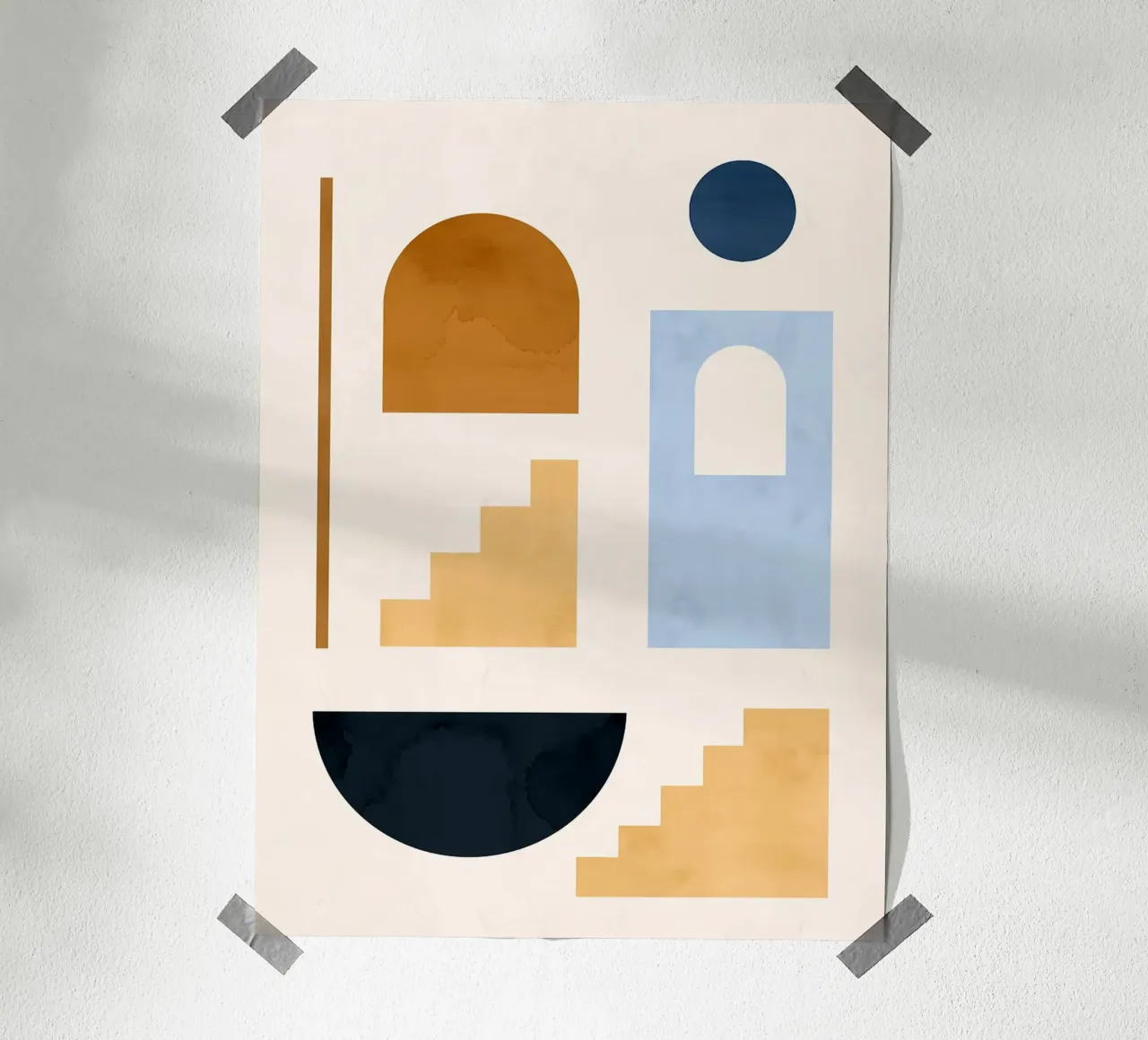 Forme geometriche poster con telaio in legno da Maria Maier