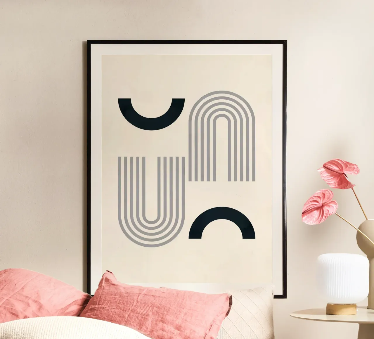 Forme geometriche poster con telaio in legno da Maria Maier