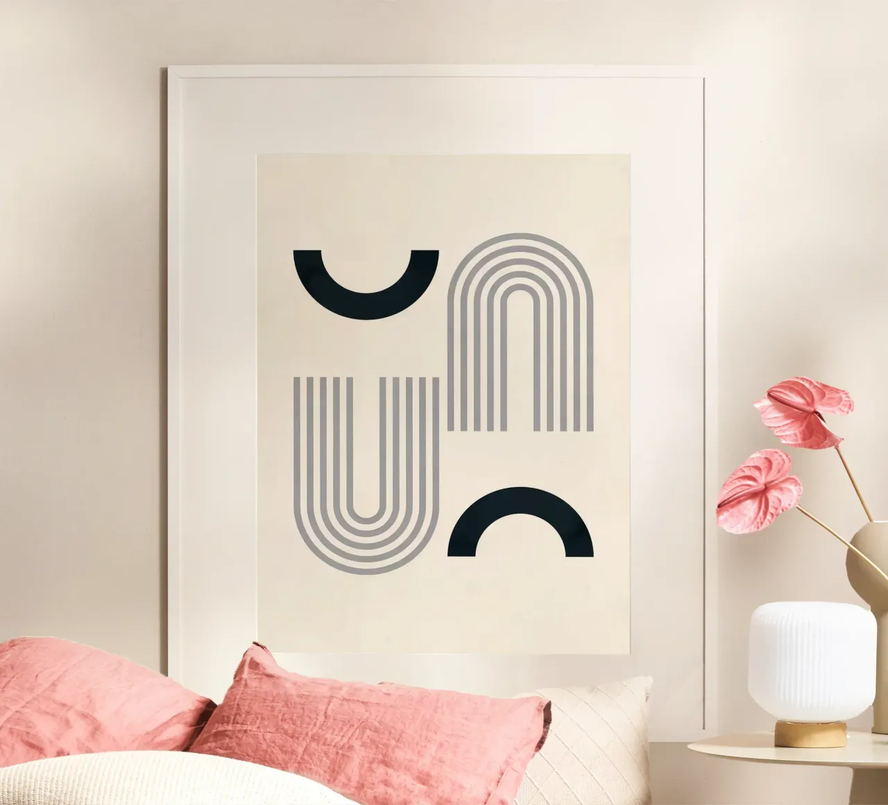 Forme geometriche poster con telaio in legno da Maria Maier