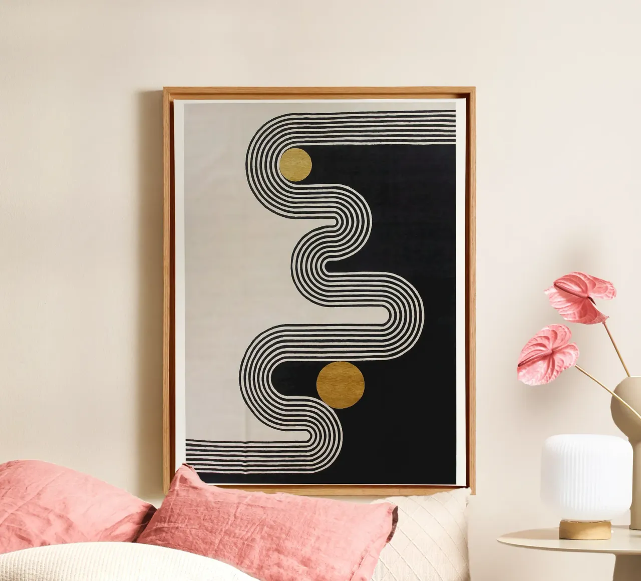 diverse curve line Leinwand mit Schattenfugenrahmen von riverbel