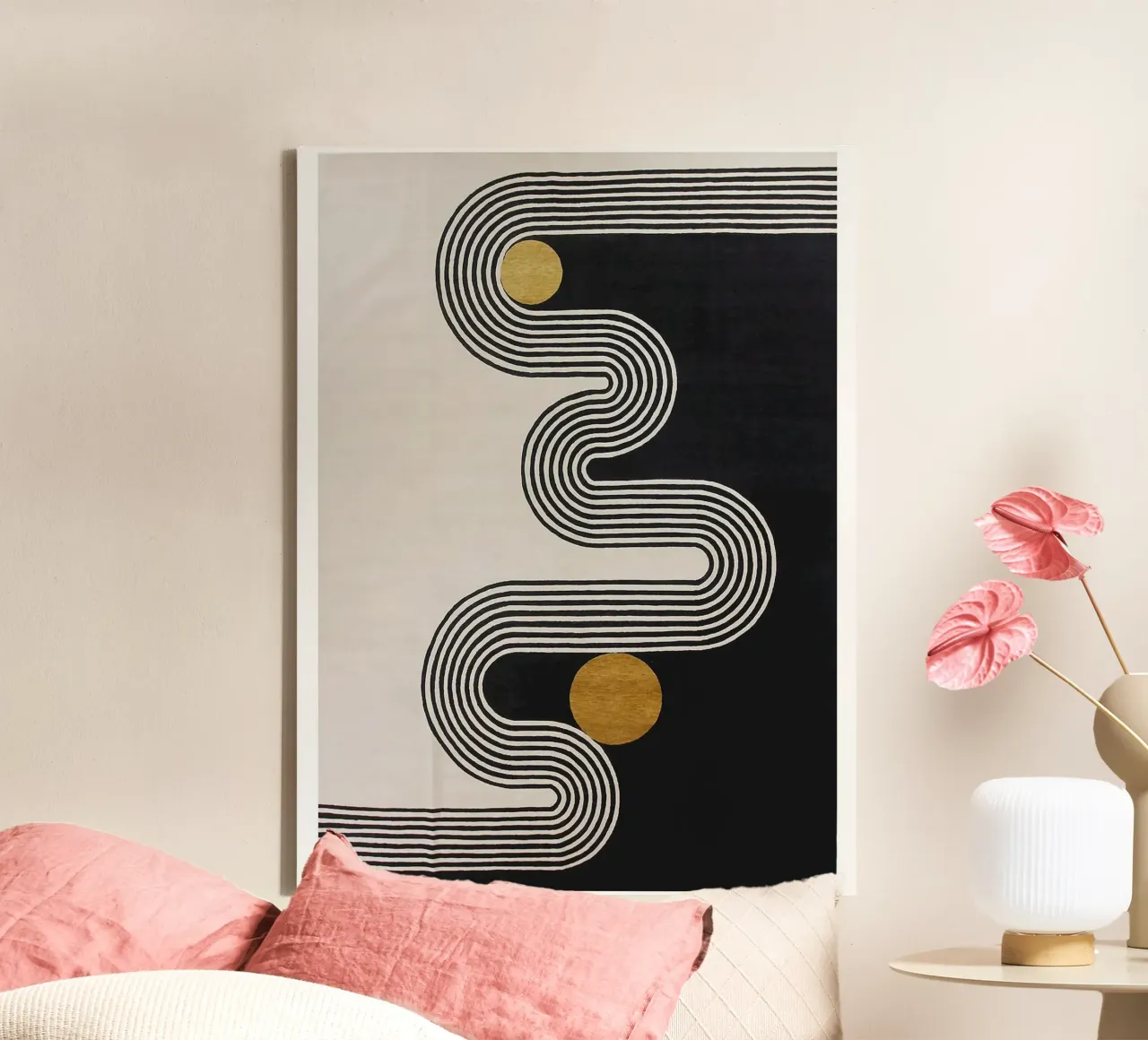 diverse curve line Leinwand mit Schattenfugenrahmen von riverbel