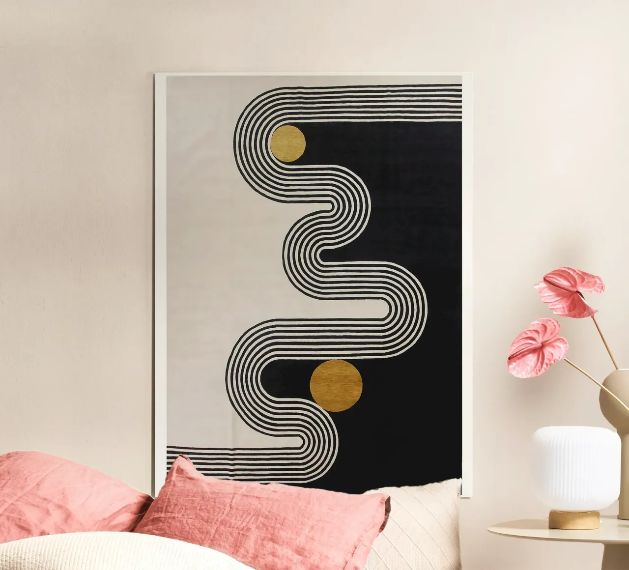 diverse curve line poster con telaio in legno da riverbel