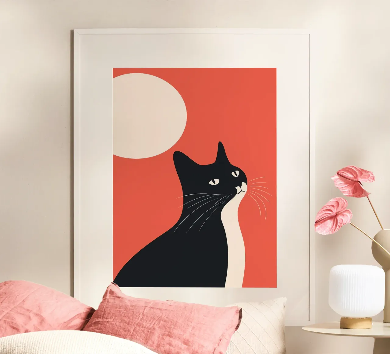 Gatto nero Arte minimalista poster da Hannah Meyer