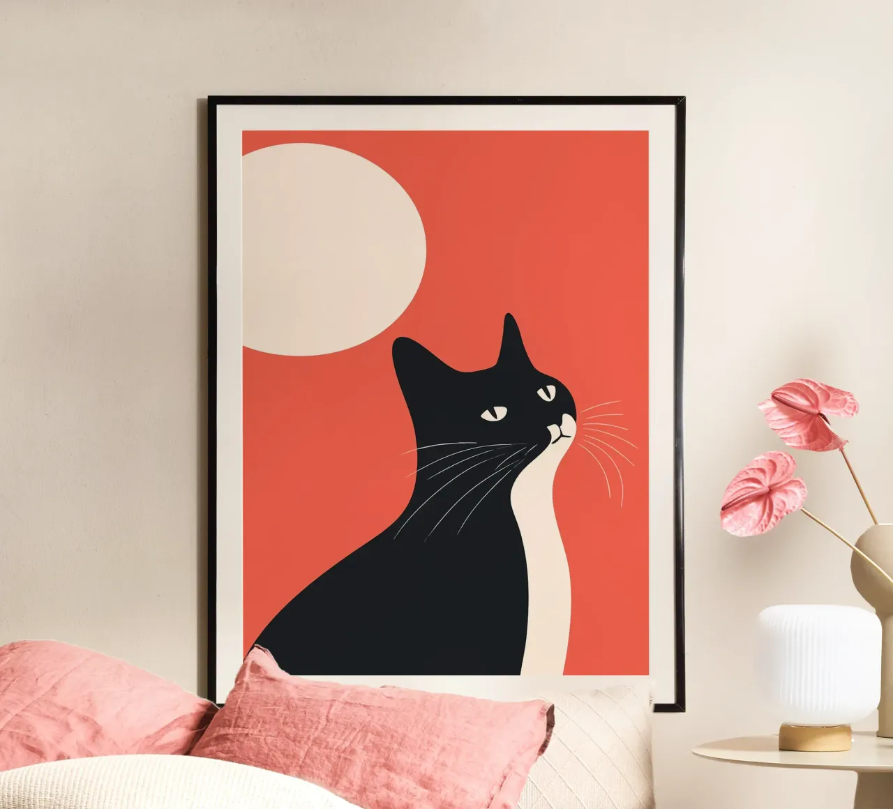 Gatto nero Arte minimalista poster da Hannah Meyer