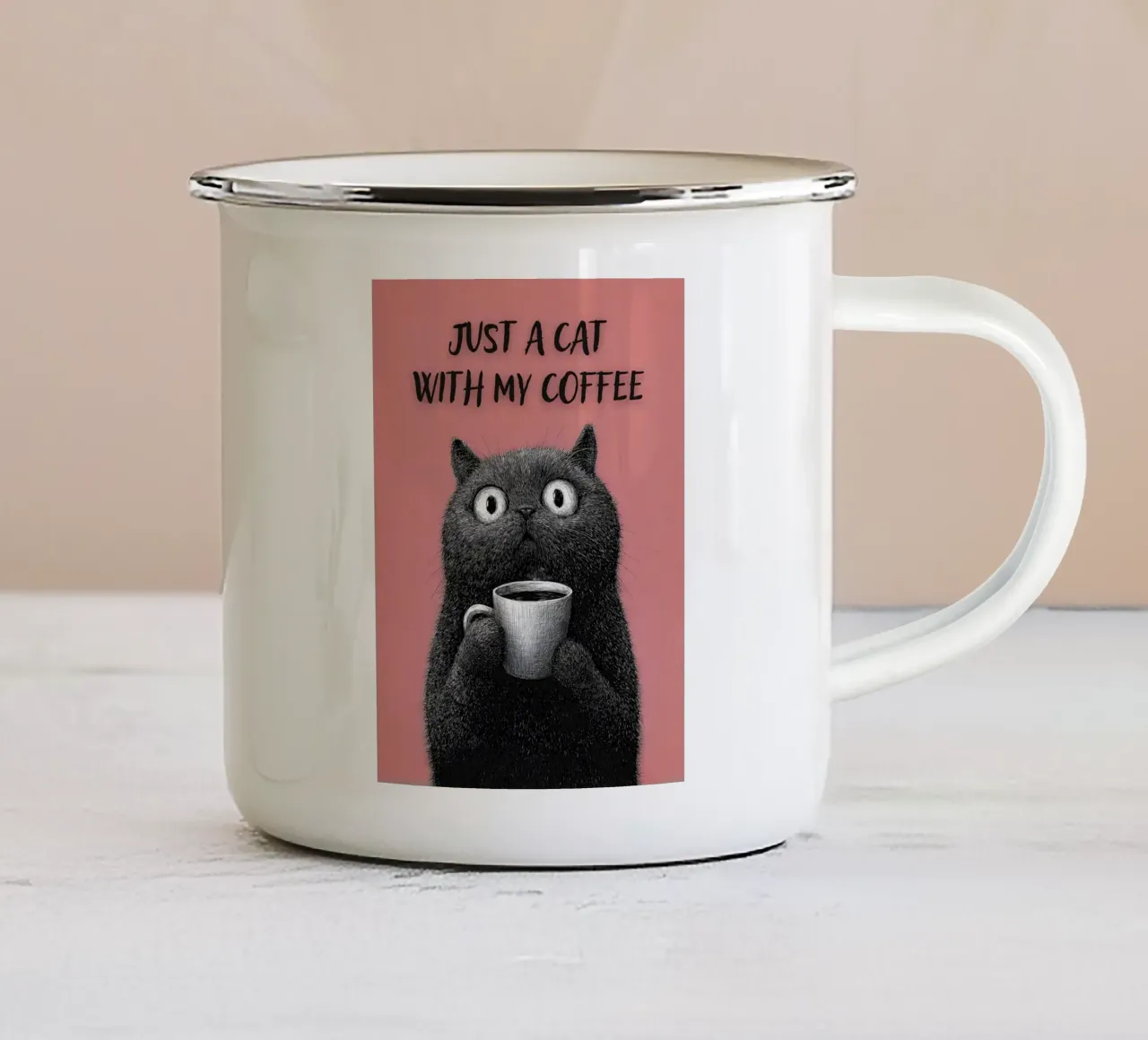 Solo un gatto con il mio caffè tazza in smalto da Hannah Meyer