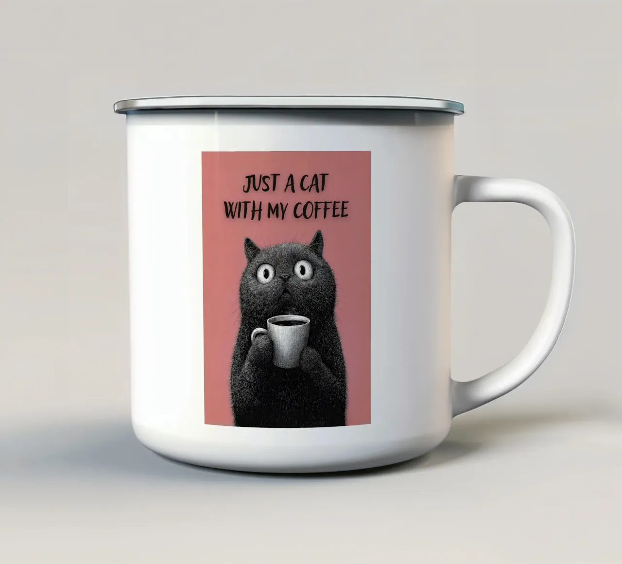 Solo un gatto con il mio caffè tazza in smalto da Hannah Meyer