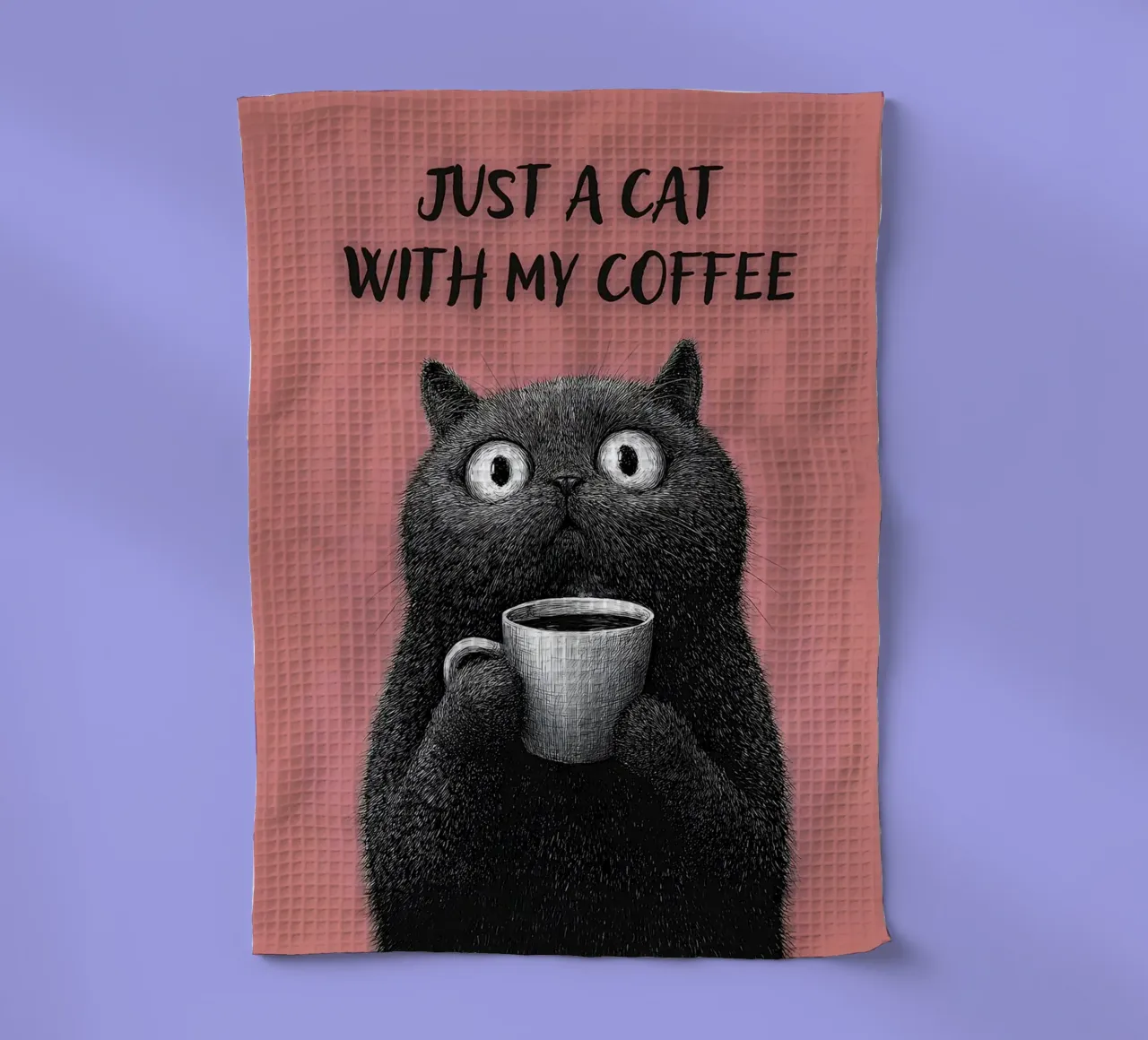 Solo un gatto con il mio caffè canovaccio da cucina da Hannah Meyer