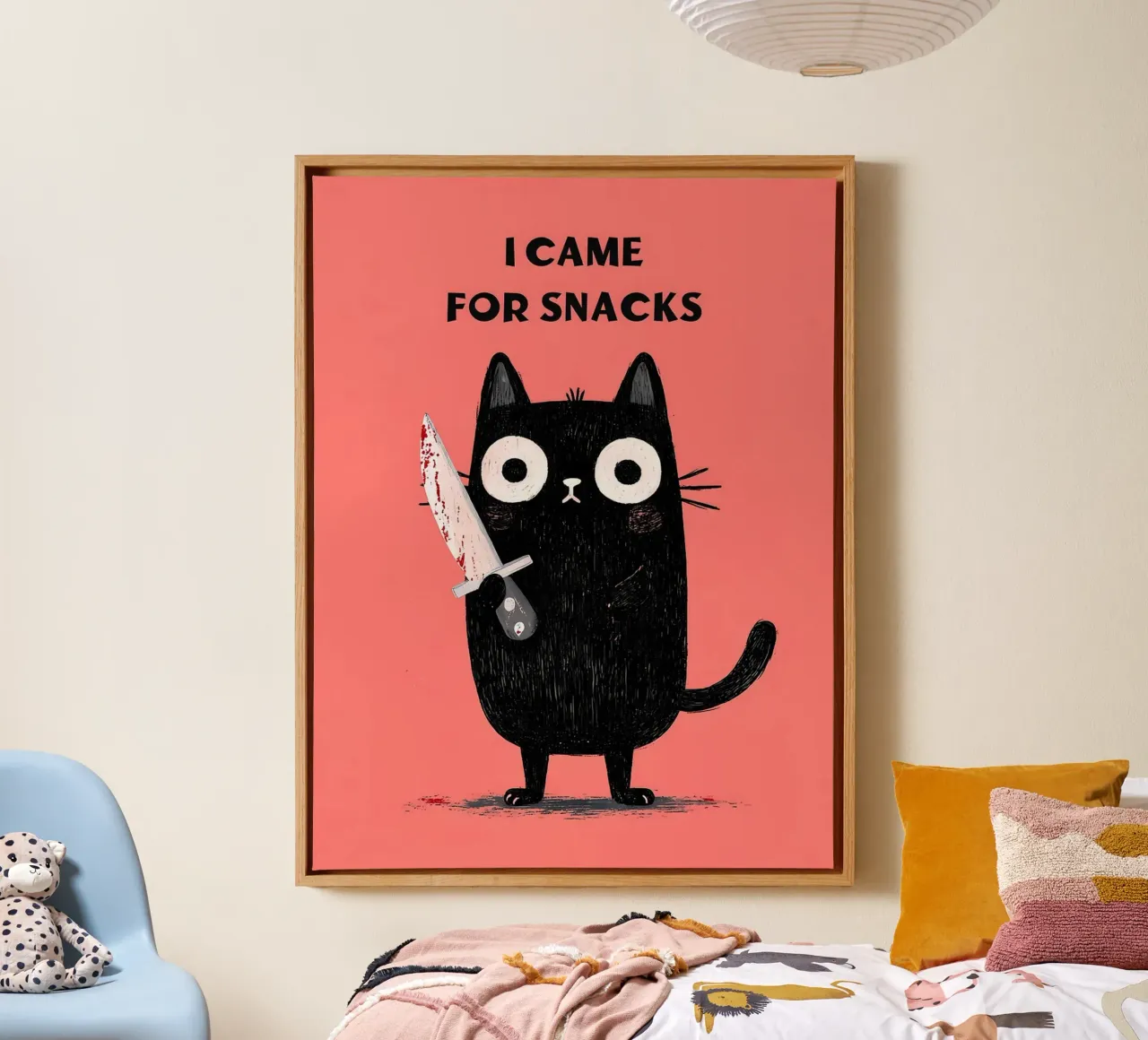 I Came For Snacks - Cat Art canvas with Floater frame by Hannah Meyer
