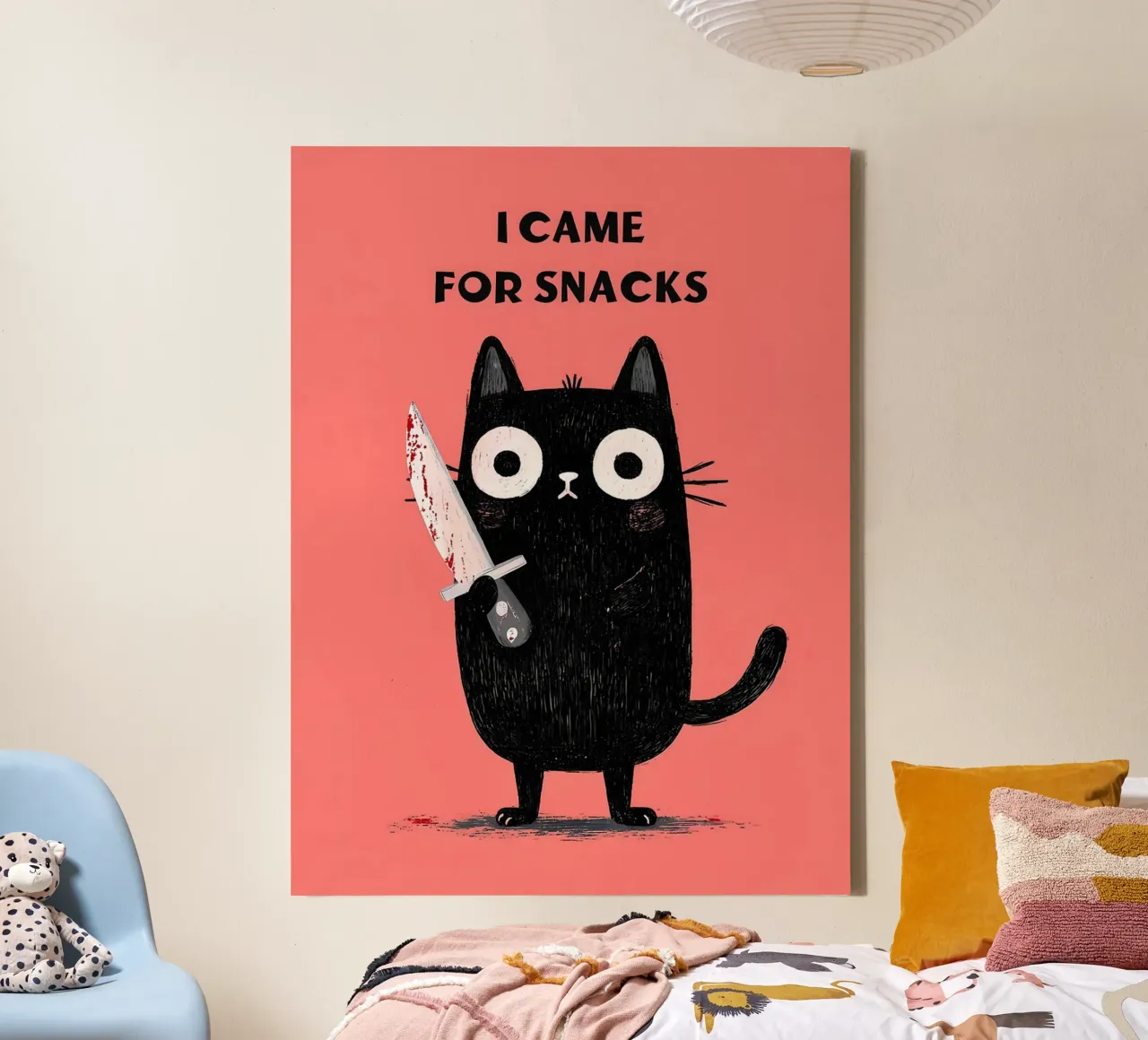 I Came For Snacks - Cat Art canvas with Floater frame by Hannah Meyer