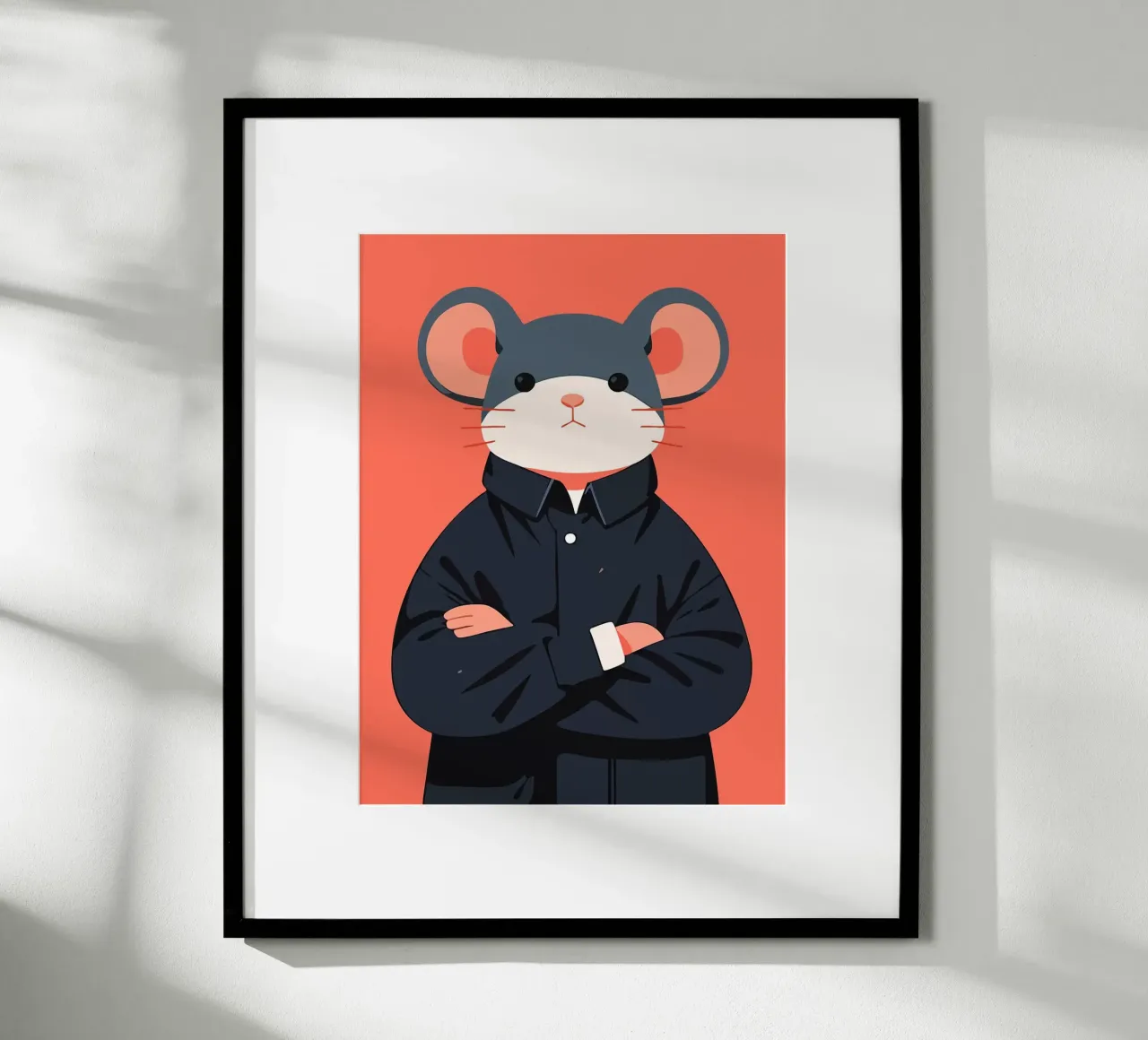 Funny Judgmental Mouse Portrait Minimalist Art Illustration poster by Hannah Meyer