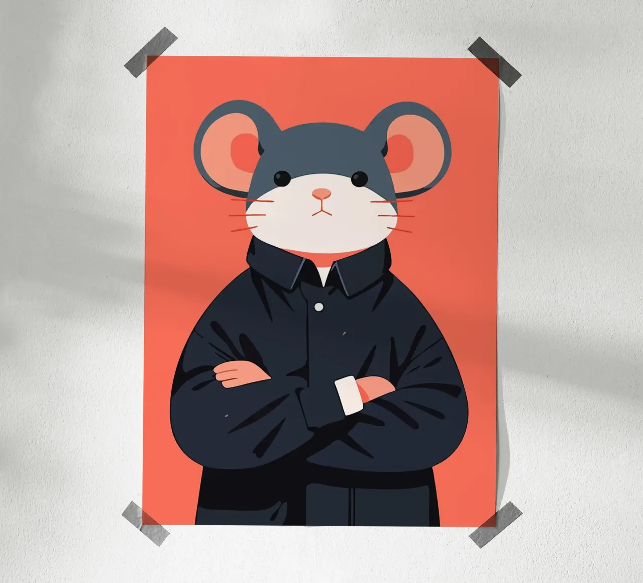 Funny Judgmental Mouse Portrait Minimalist Art Illustration poster by Hannah Meyer