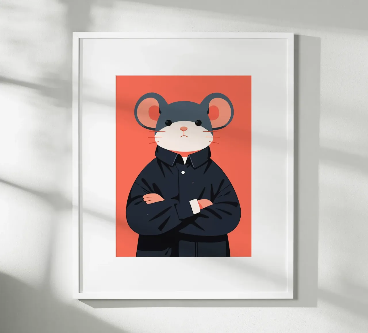 Funny Judgmental Mouse Portrait Minimalist Art Illustration poster by Hannah Meyer