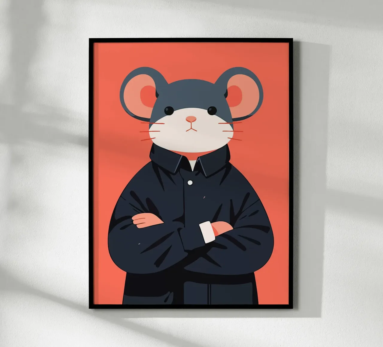 Funny Judgmental Mouse Portrait Minimalist Art Illustration poster by Hannah Meyer