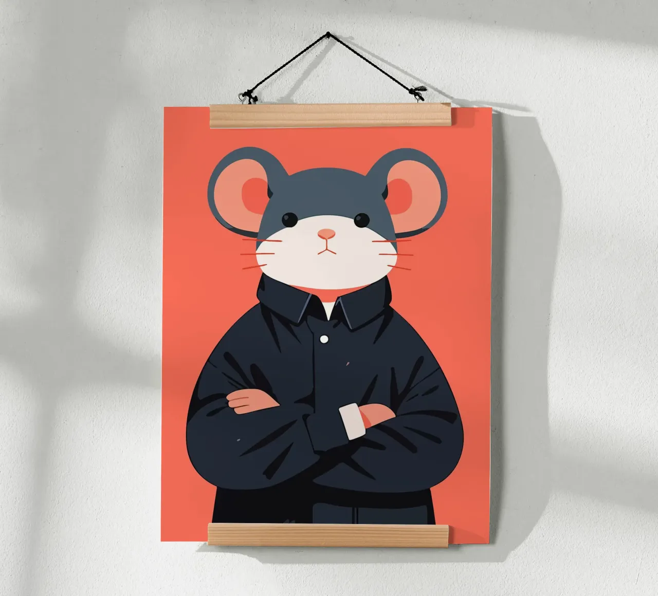 Funny Judgmental Mouse Portrait Minimalist Art Illustration poster by Hannah Meyer
