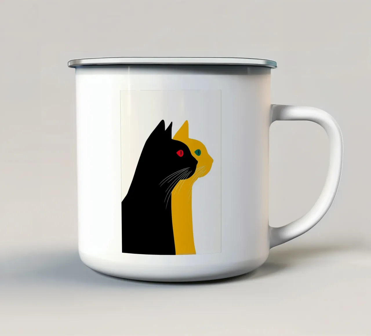 Gatti neri e gialli tazza in smalto da Hannah Meyer