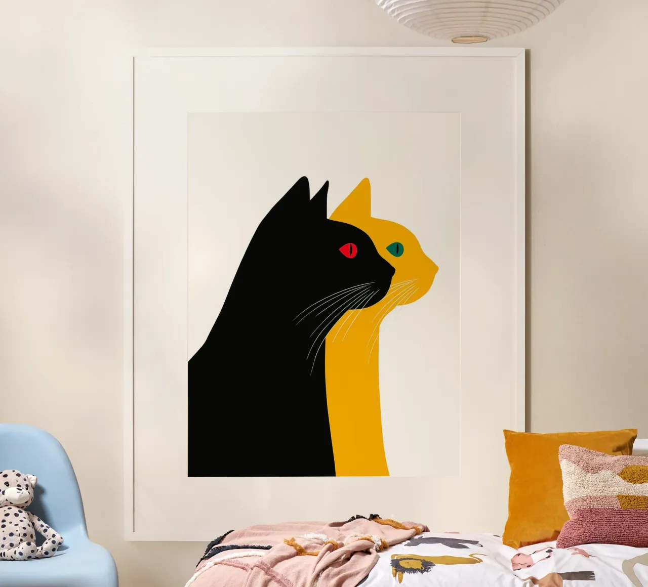 Zwarte en gele katten poster van Hannah Meyer