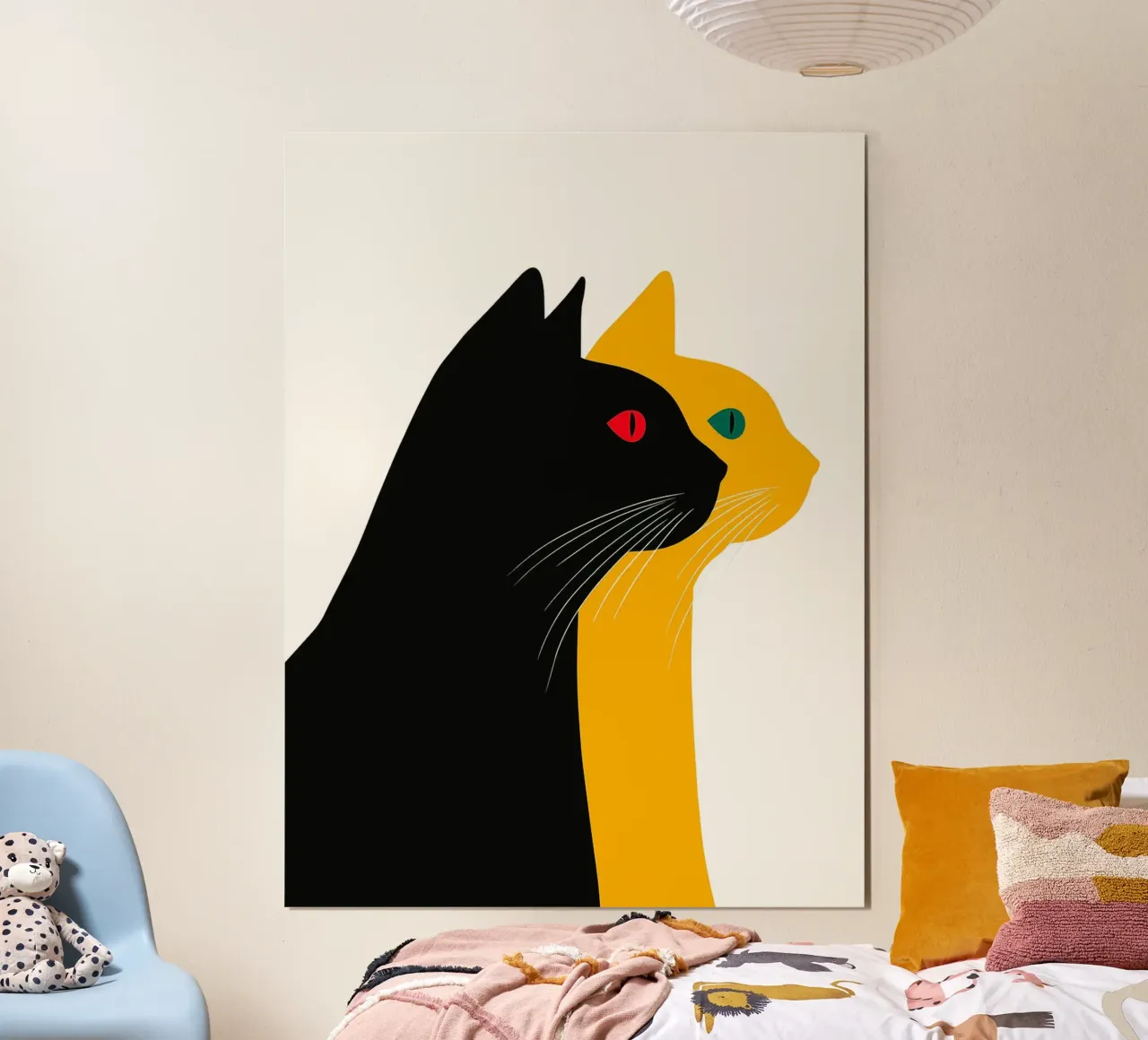 Zwarte en gele katten poster van Hannah Meyer