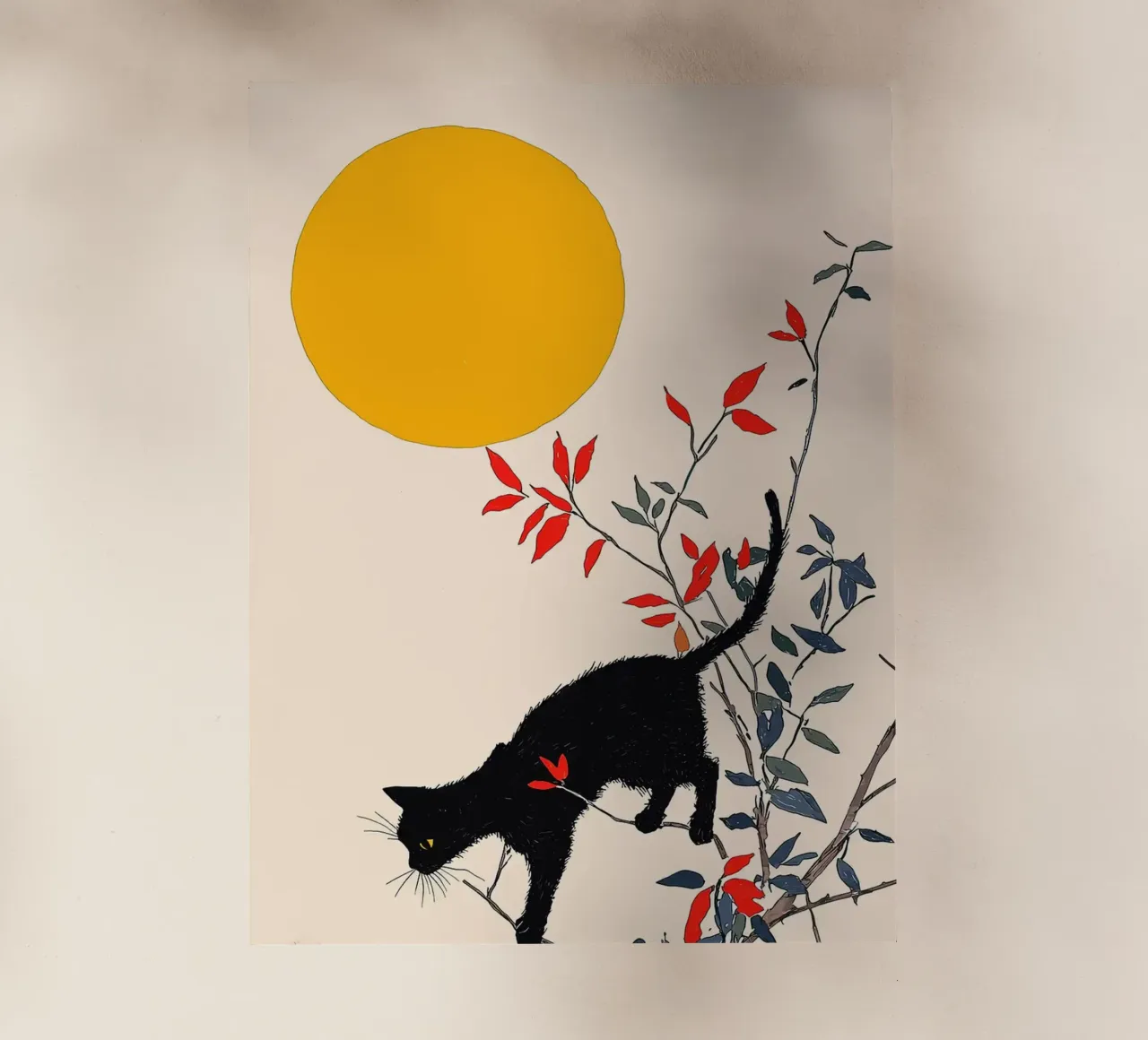 Gatto nero su un albero pellicola backlit da Hannah Meyer