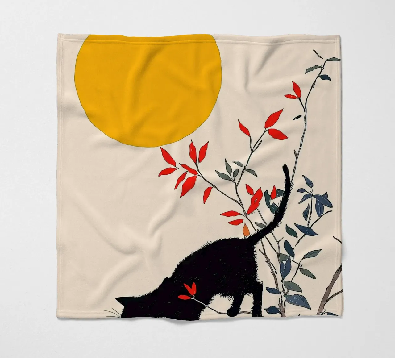Gatto nero su un albero coperta in pile da Hannah Meyer