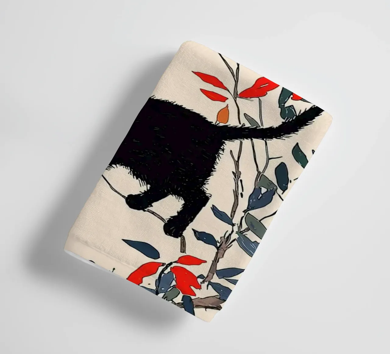 Black Cat in a Tree towel by Hannah Meyer