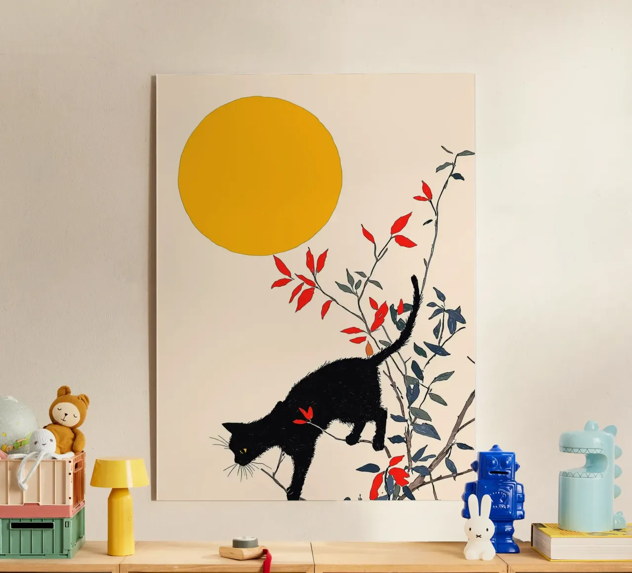 Gatto nero su un albero plexiglass da Hannah Meyer