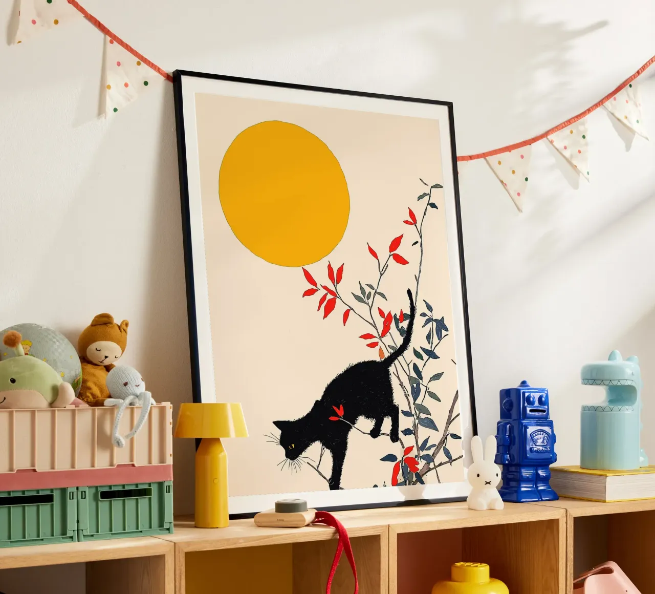 Chat noir dans un arbre poster de Hannah Meyer