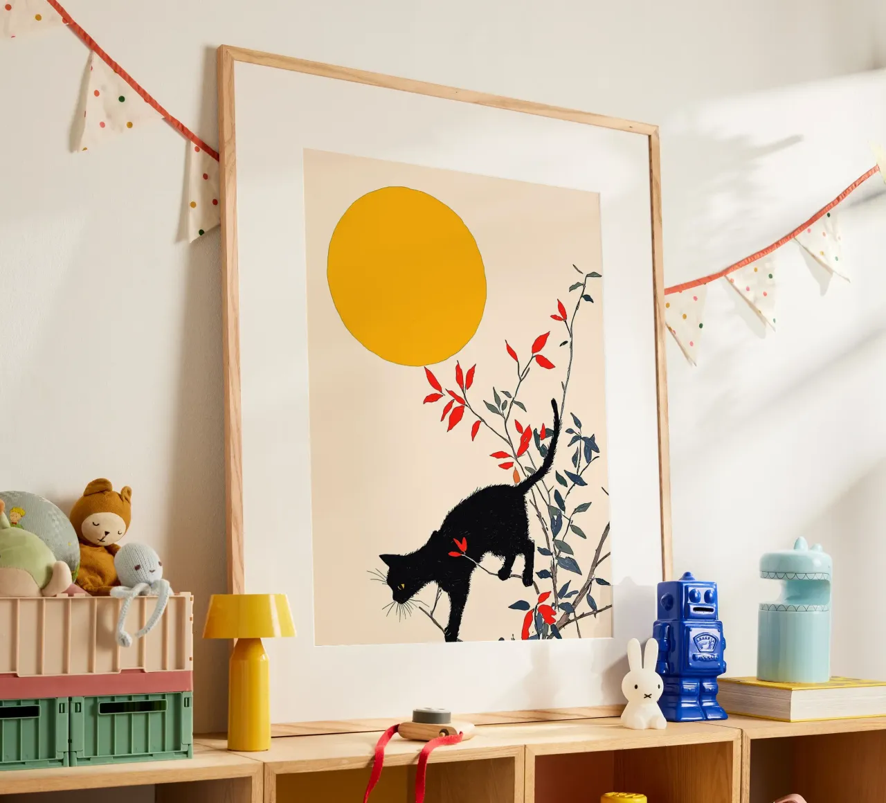 Chat noir dans un arbre poster de Hannah Meyer