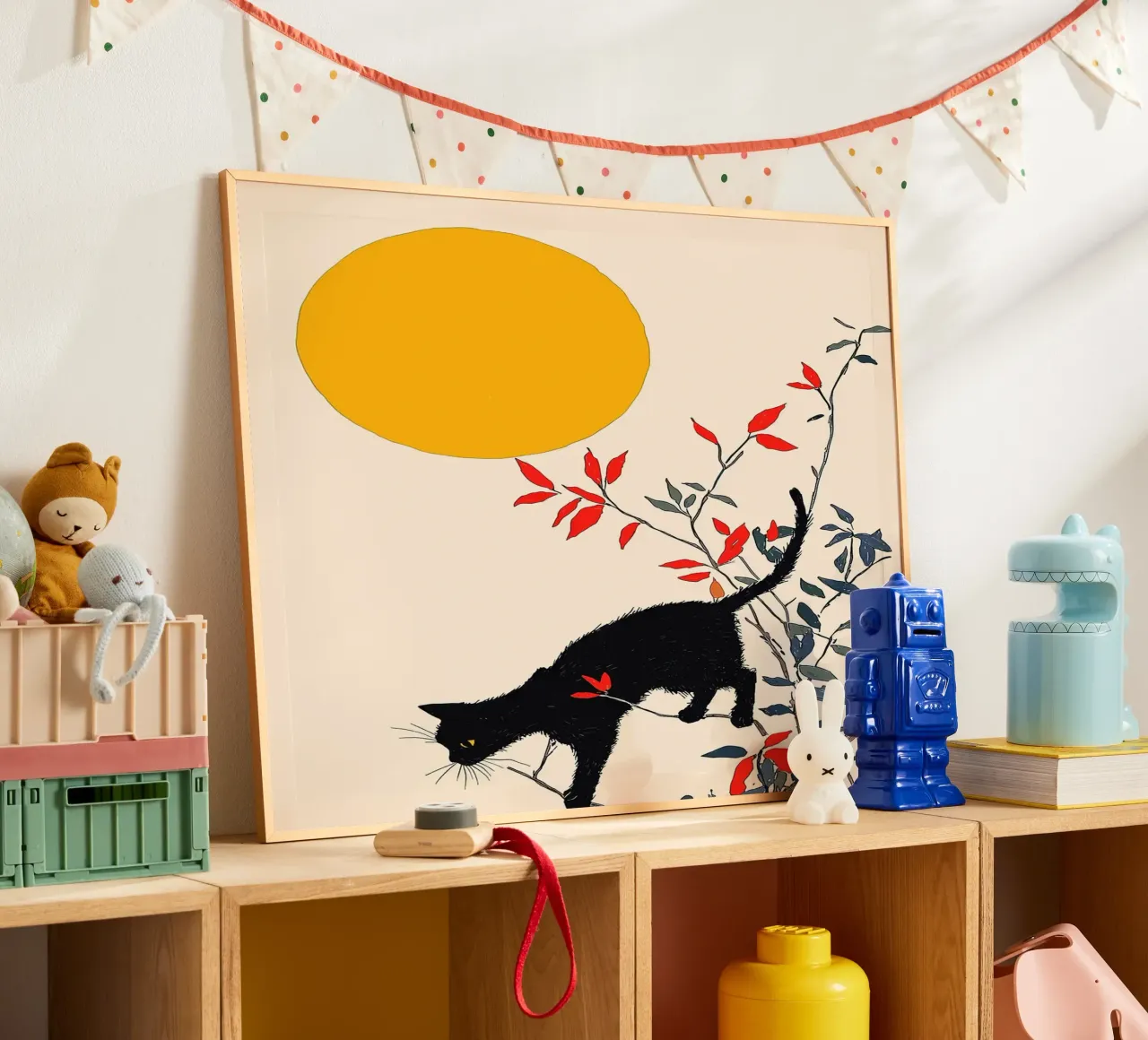Chat noir dans un arbre poster de Hannah Meyer