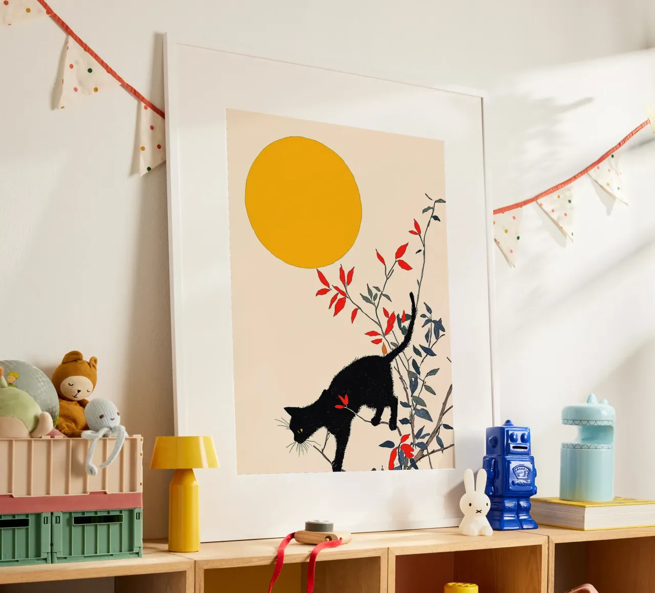 Chat noir dans un arbre poster de Hannah Meyer