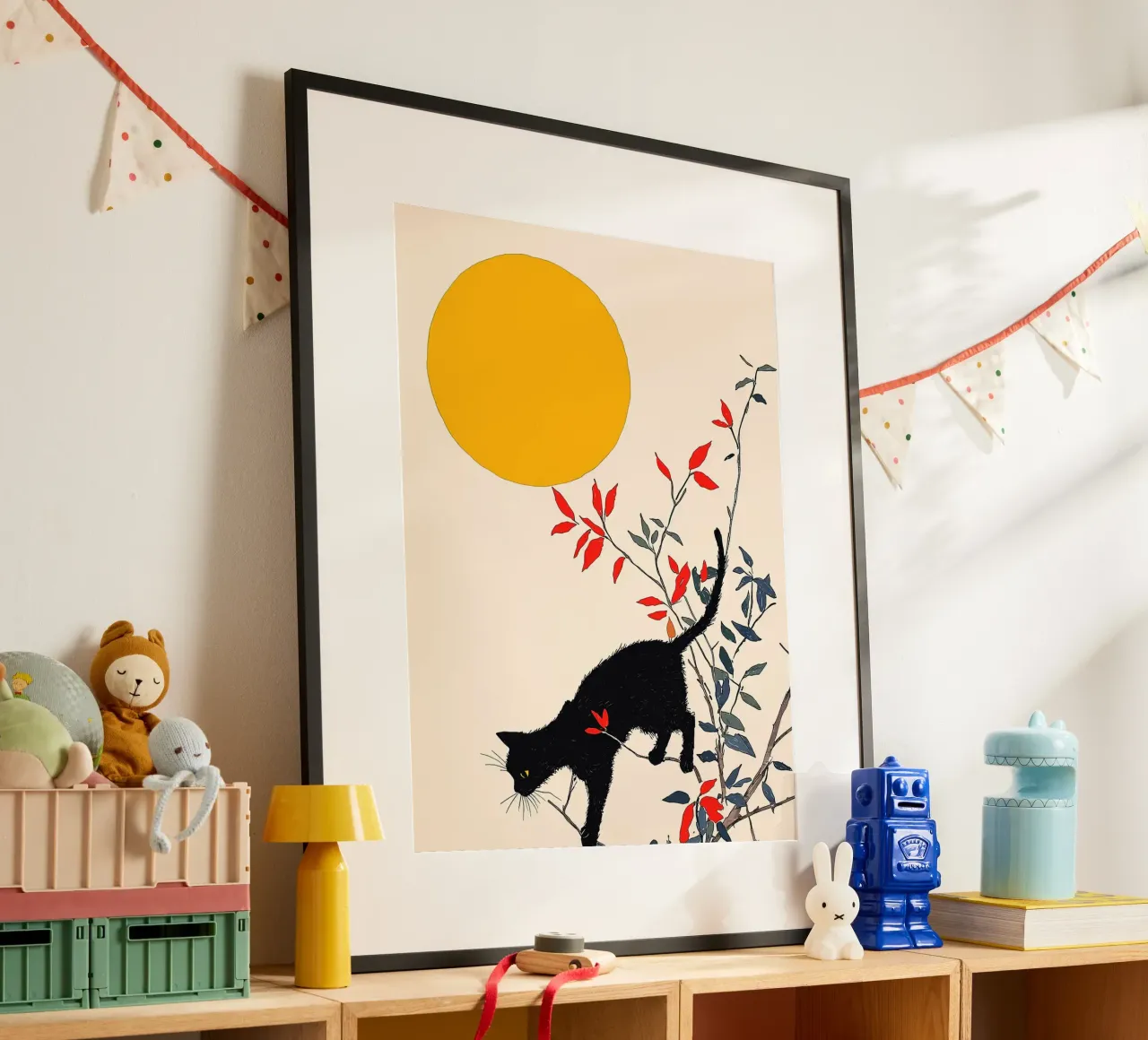 Chat noir dans un arbre poster de Hannah Meyer