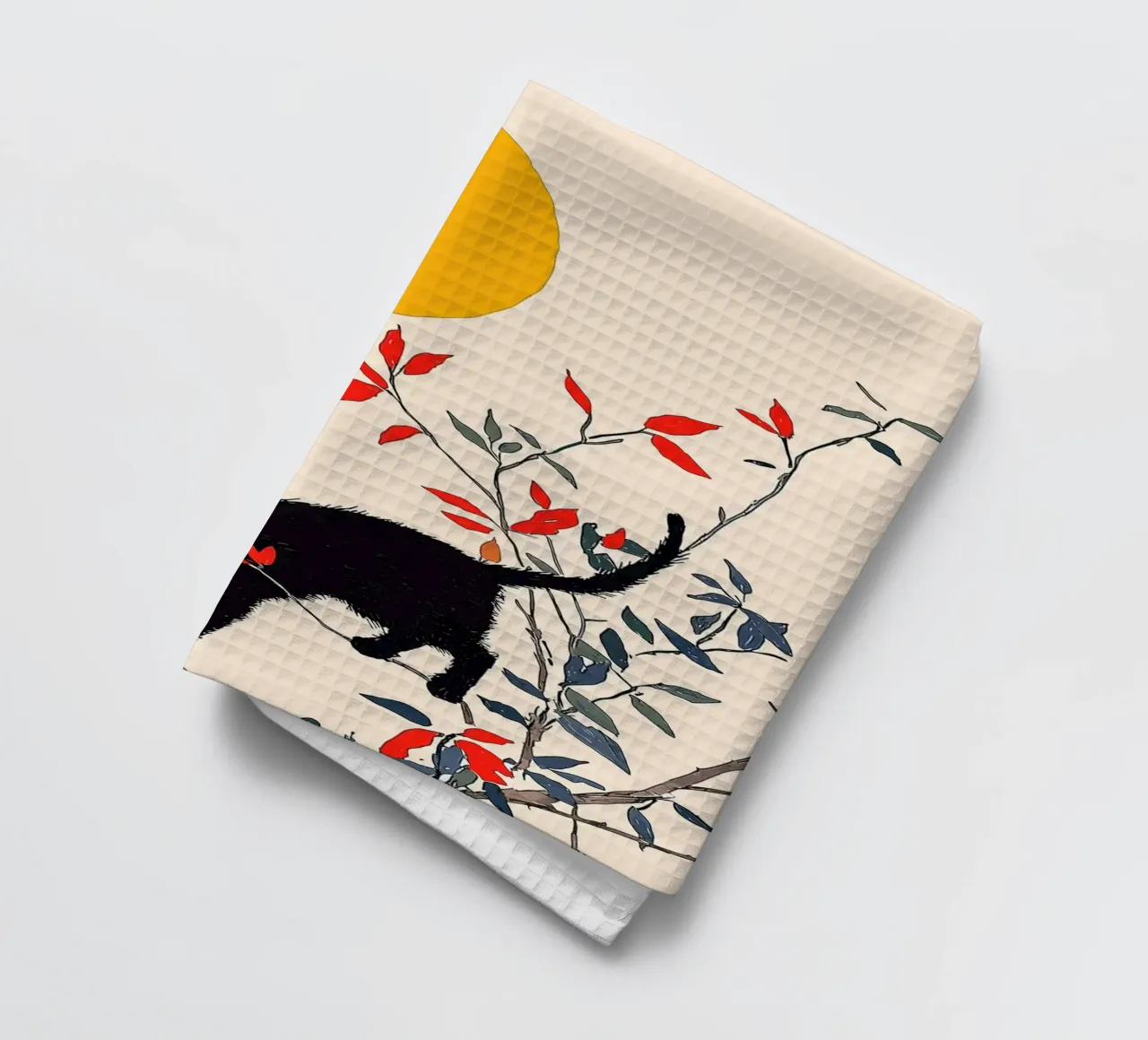 Chat noir dans un arbre torchon de Hannah Meyer