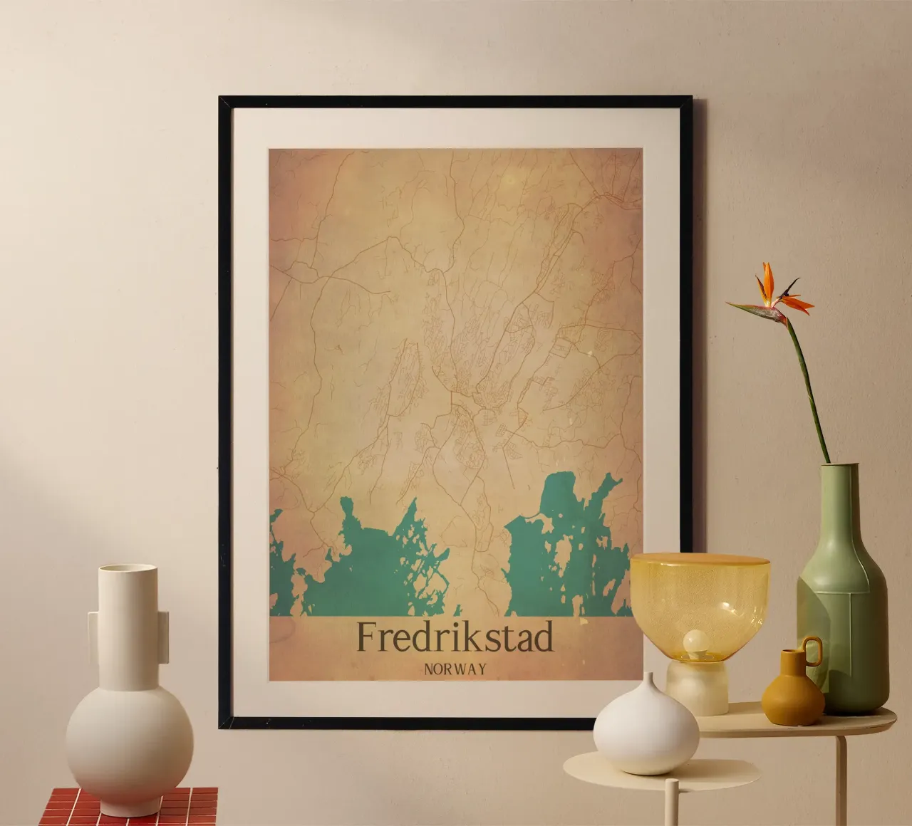 Fredrikstad NORWAY poster con telaio in legno da WorldPrint