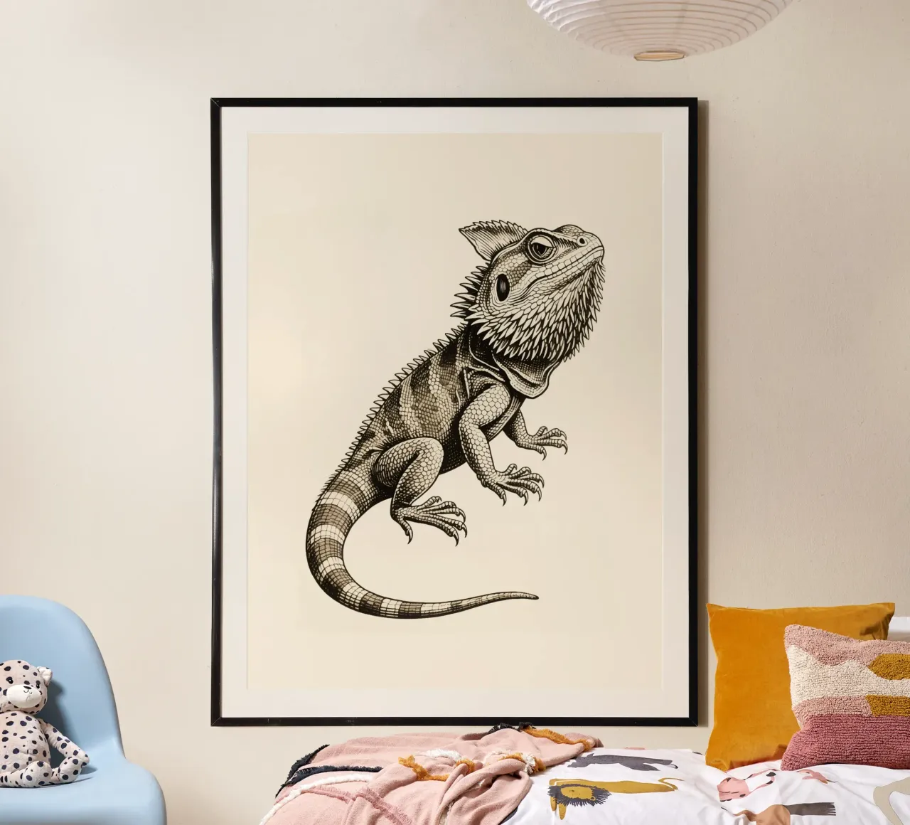 Iguana poster con telaio in legno da knowledge