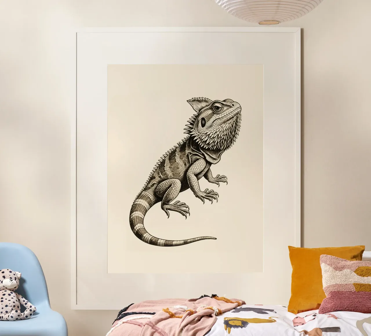Iguana poster con telaio in legno da knowledge