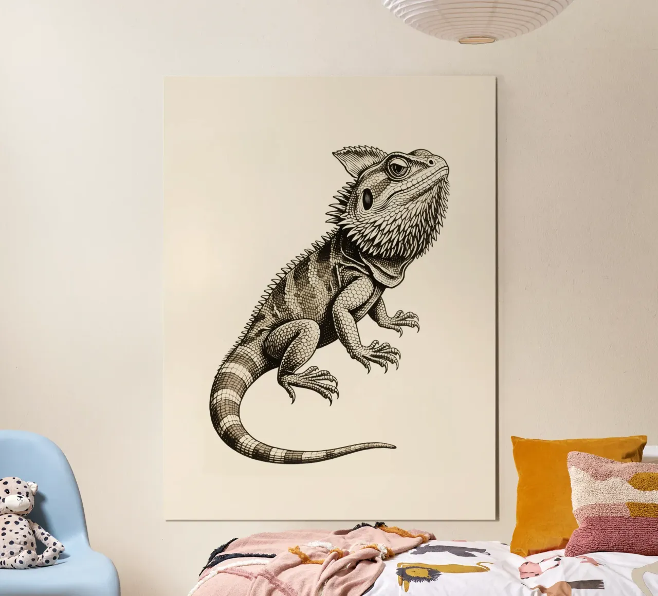 Iguana poster con telaio in legno da knowledge